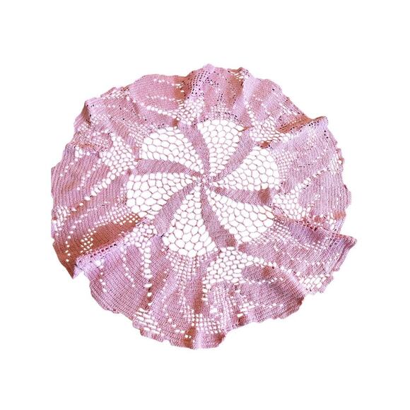 Vintage Pink Crochet Handmade Doiley Lace - Picture 1 of 3
